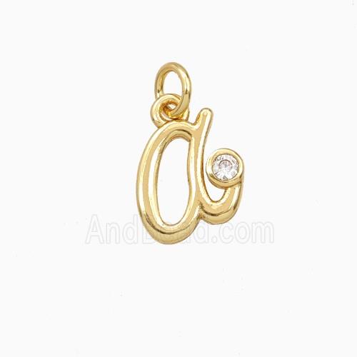 Copper Letter-a Pendant Pave Zirconia Gold Plated