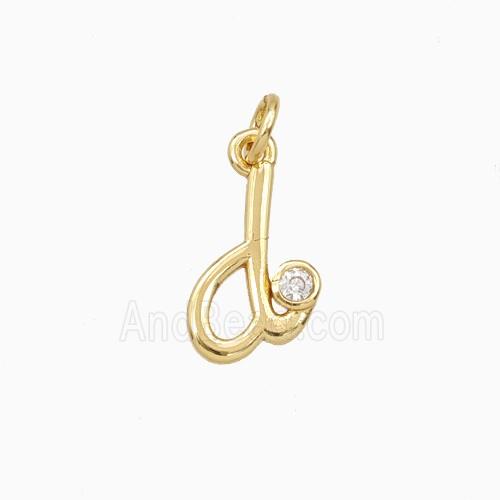 Copper Letter-d Pendant Pave Zirconia Gold Plated