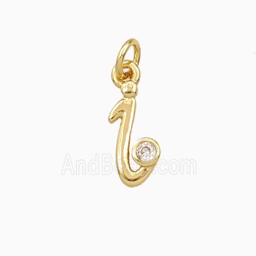 Copper Letter-i Pendant Pave Zirconia Gold Plated