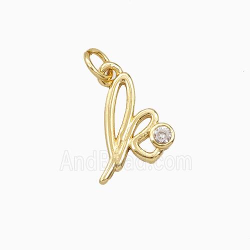 Copper Letter-k Pendant Pave Zirconia Gold Plated