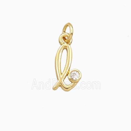 Copper Letter-l Pendant Pave Zirconia Gold Plated