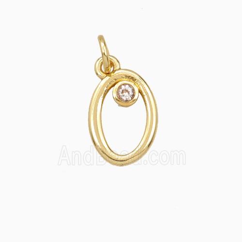 Copper Letter-o Pendant Pave Zirconia Gold Plated