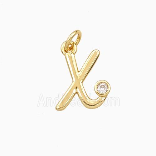 Copper Letter-x Pendant Pave Zirconia Gold Plated