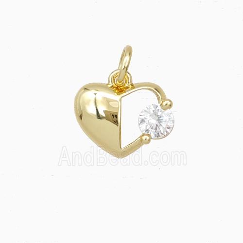 Copper Heart Pendant Pave Zirconia Gold Plated