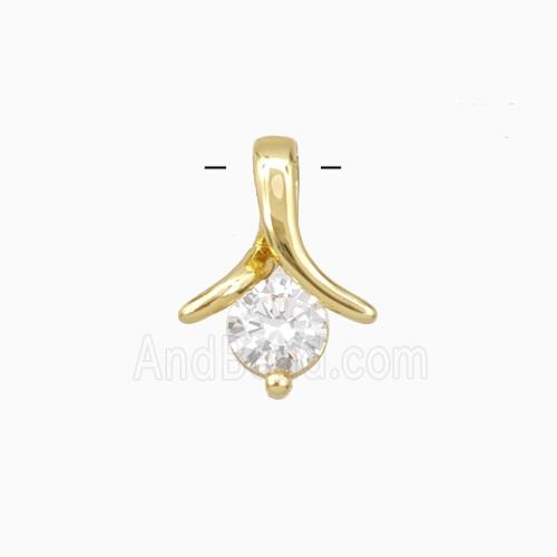 Copper Shark-tail Pendant Pave Zirconia Gold Plated