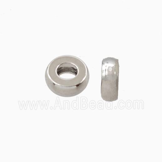 Copper Rondelle Beads Large Hole Smooth Platinum Plated