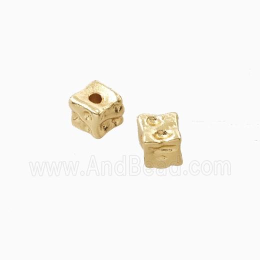 Copper Cube Beads Hammered Gold Plated
