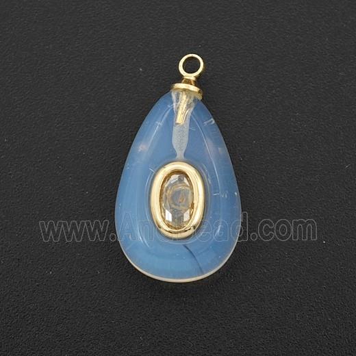 White Opalite Teardrop Pendant Pave Zirconia