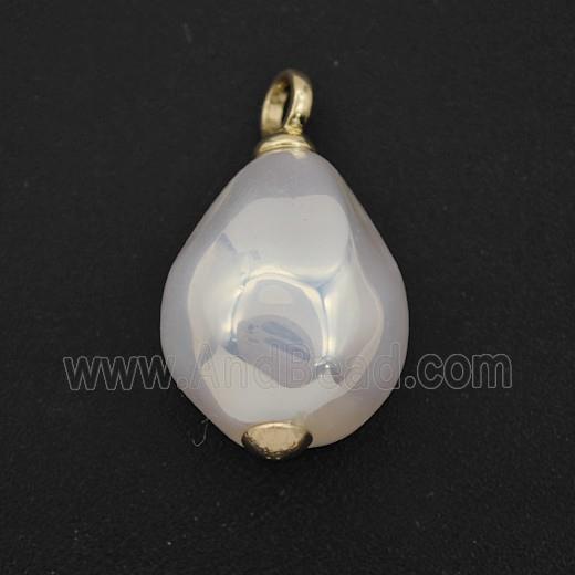 White Pearlized Plastic Pendant Freeform