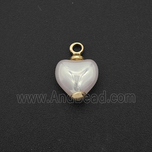 White Pearlized Plastic Pendant Heart