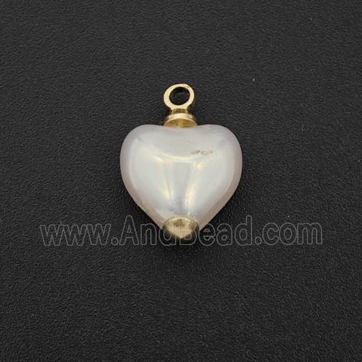 White Pearlized Plastic Pendant Heart