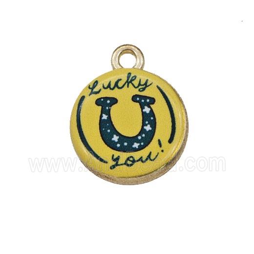 Alloy Coin Pendant LuckyUyou Painted Gold Plated