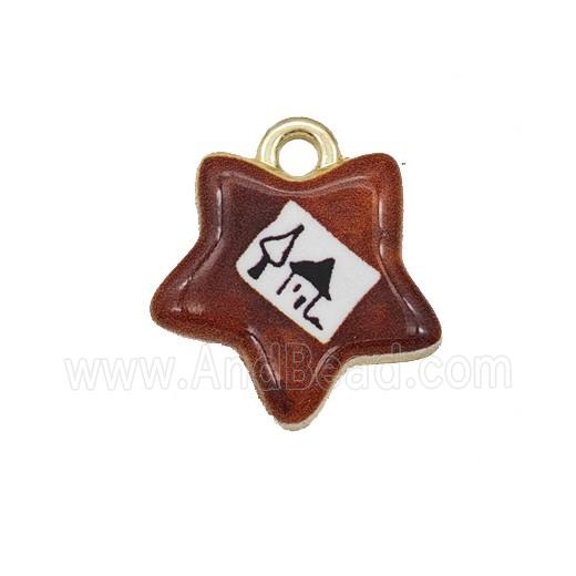 Alloy Star Pendant Painted Gold Plated