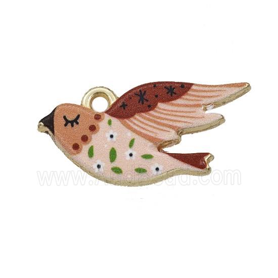 Alloy Birds Pendant Painted Gold Plated