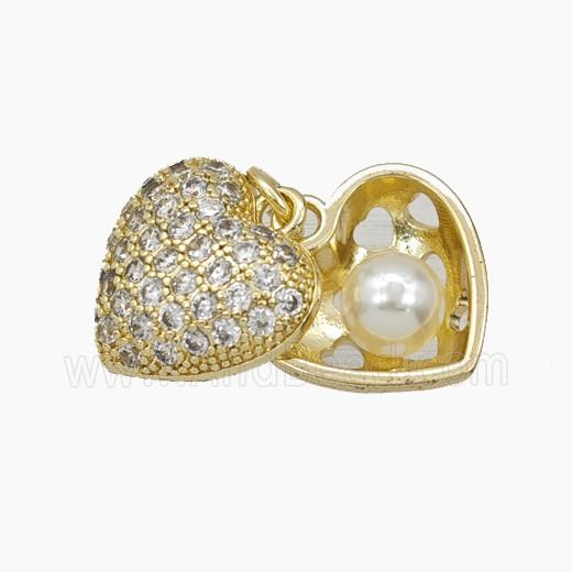 Copper Heart Pendant Pave zirconia Resin Gold Plated