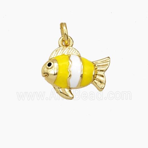 Copper Fish Pendant Yellow Enamel Gold Plated