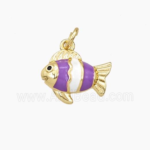 Copper Fish Pendant Purple Enamel Gold Plated