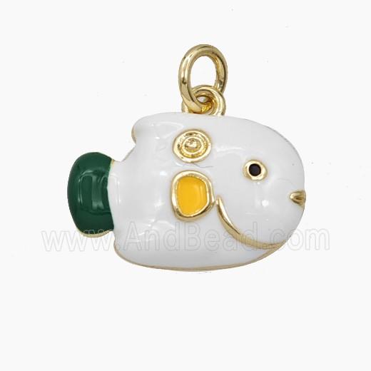 Copper Fish Pendant White Enamel Gold Plated