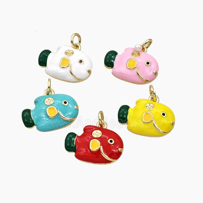 Copper Fish Pendant Enamel Gold Plated Mixed