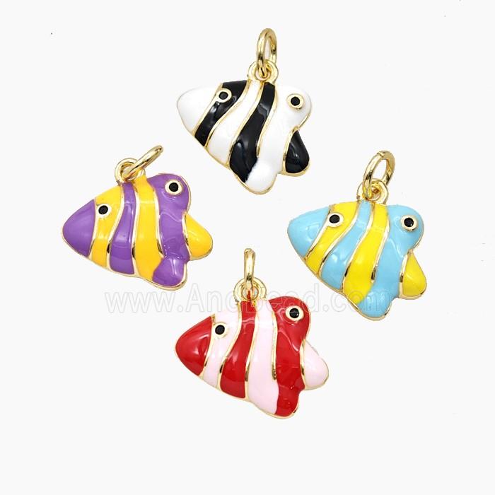 Copper Fish Pendant Enamel Gold Plated Mixed