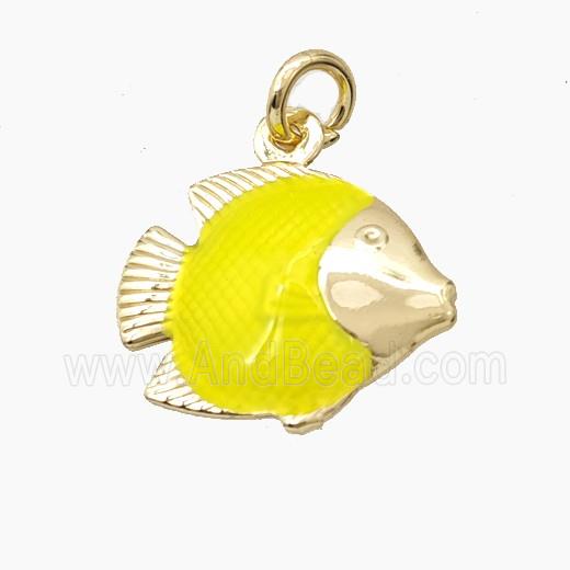 Copper Fish Pendant Yellow Painted Gold Plated