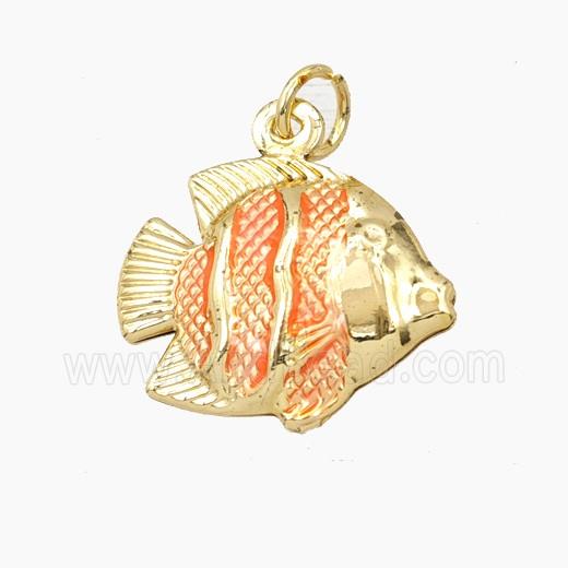 Copper Fish Pendant Pink Painted Gold Plated
