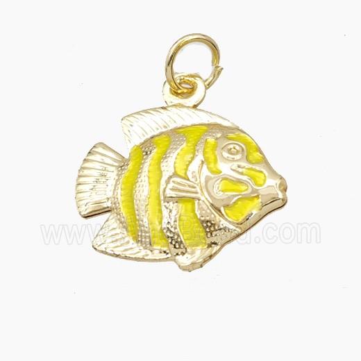 Copper Fish Pendant Yellow Painted Gold Plated