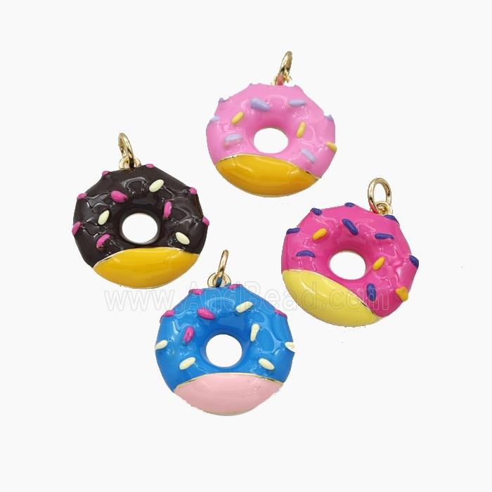 Copper Donut Pendant Enamel Gold Plated Mixed