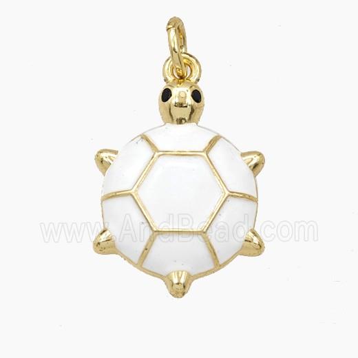 Copper Tortoise Pendant White Enamel Gold Plated