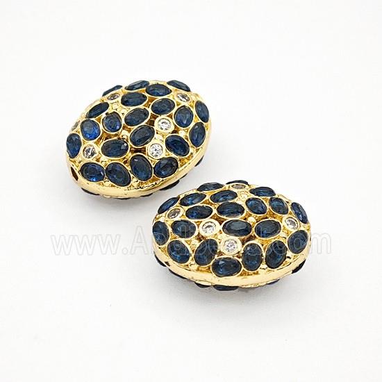 Copper Oval Beads Pave Zirconia Gold Plated