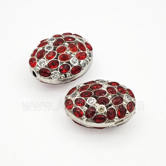 Copper Oval Beads Pave Zirconia Platinum Plated