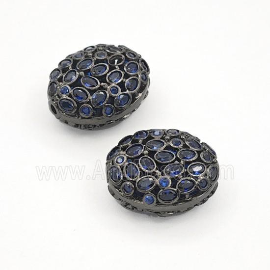 Copper Oval Beads Pave Zirconia Black Plated