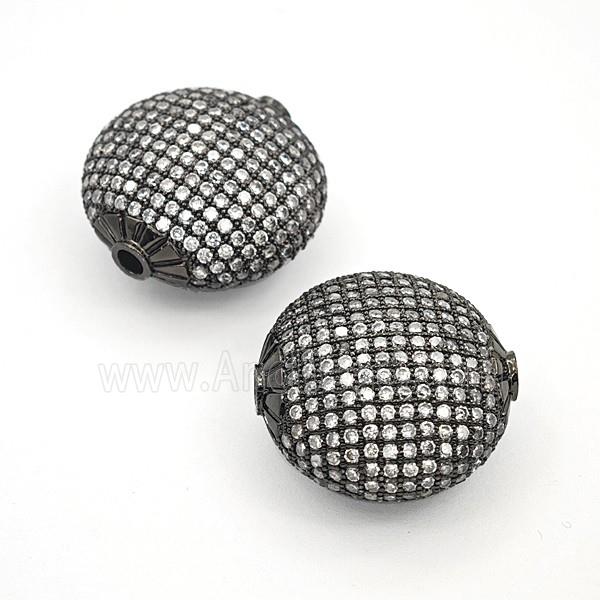 Copper Button Beads Pave Zirconia Black Plated