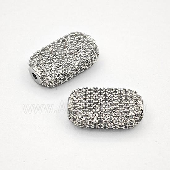 Copper Rectangle Beads Pave Zirconia Platinum Plated