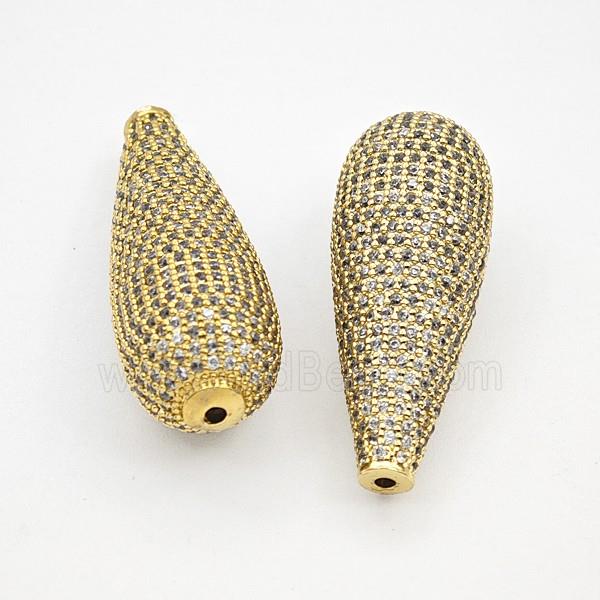 Copper Teardrop Beads Pave Zirconia Gold Plated