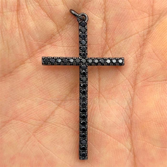 Copper Cross Pendant Pave Zirconia Black Plated