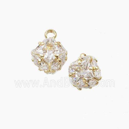 Copper Pendant Pave Zircon, Gold Plated