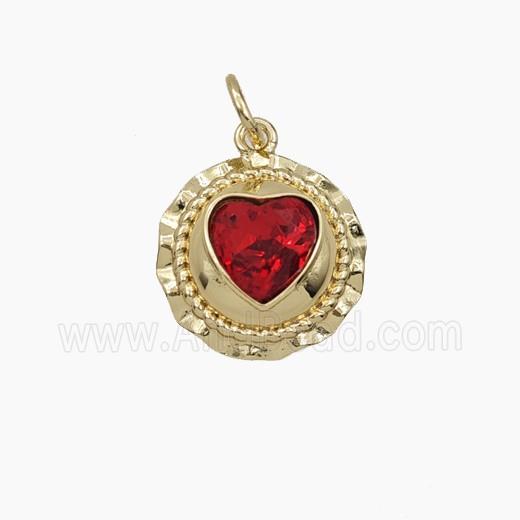 Copper Pendant Pave Zircon, Gold Plated