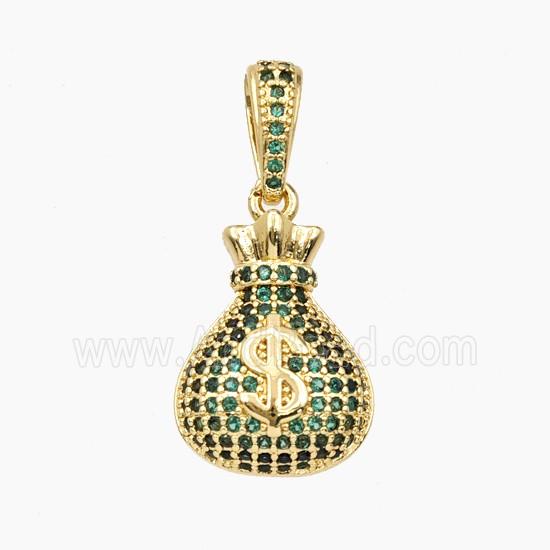 Copper Pendant Pave Zircon, Gold Plated