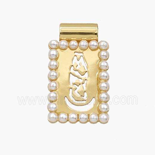 Copper Pendant Pave Zircon, Gold Plated