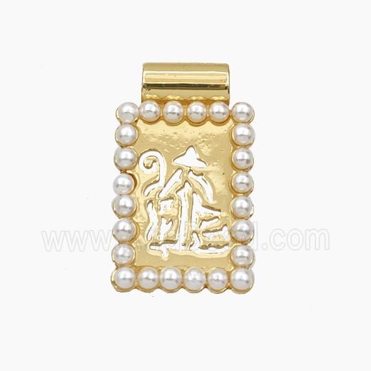 Copper Pendant Pave Zircon, Gold Plated