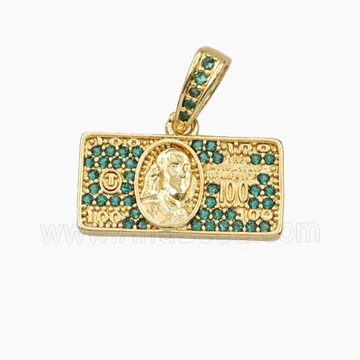 Copper Pendant Pave Zircon, Gold Plated