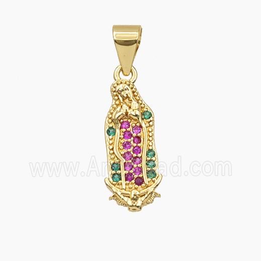 Copper Pendant Pave Zircon, Gold Plated
