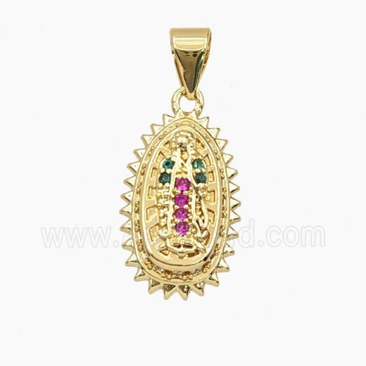 Copper Pendant Pave Zircon, Gold Plated