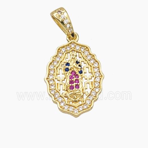Copper Pendant Pave Zircon, Gold Plated