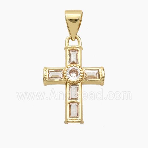 Copper Pendant Pave Zircon, Gold Plated