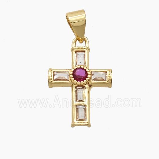 Copper Pendant Pave Zircon, Gold Plated
