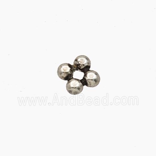 Copper Flower Beads Antique Silver