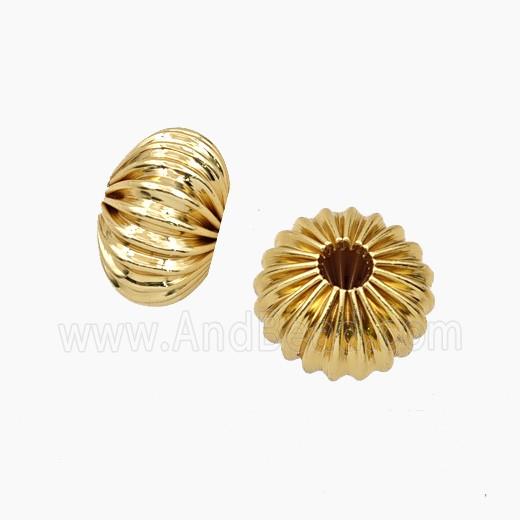 Copper Rondelle Beads Ribbed Gold Plated