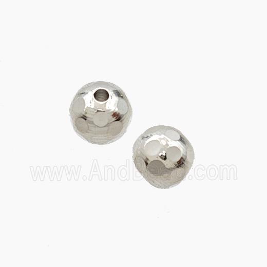 Copper Round Beads Faceted Platinum Plated